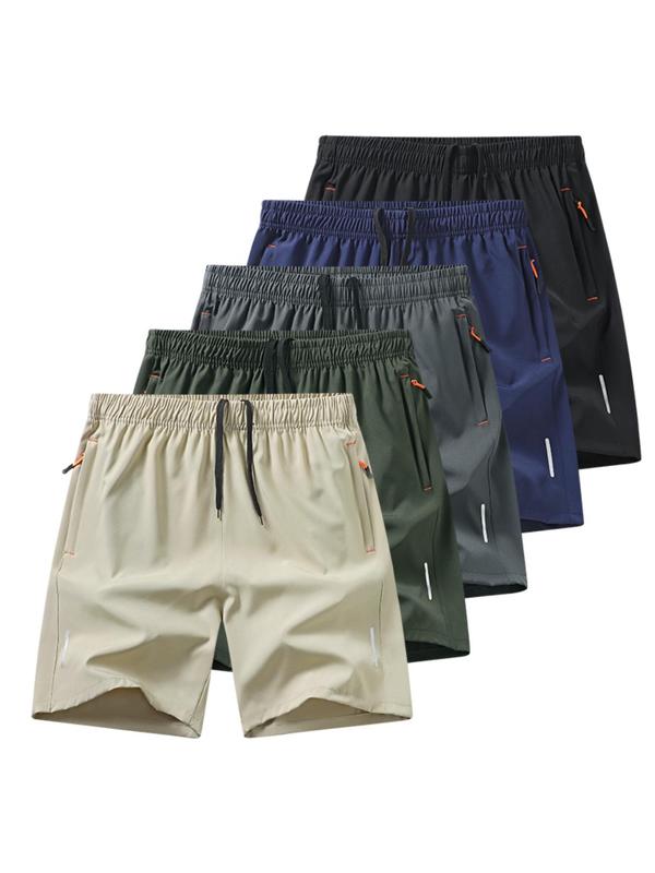 Men's Quick-Drying Breathable Elastic Waist Drawstring Sports Workout Shorts, Regular Fit Casual Comfy Pocket Shorts for Summer, Men's Bottoms for Daily Wear, Runs Small
