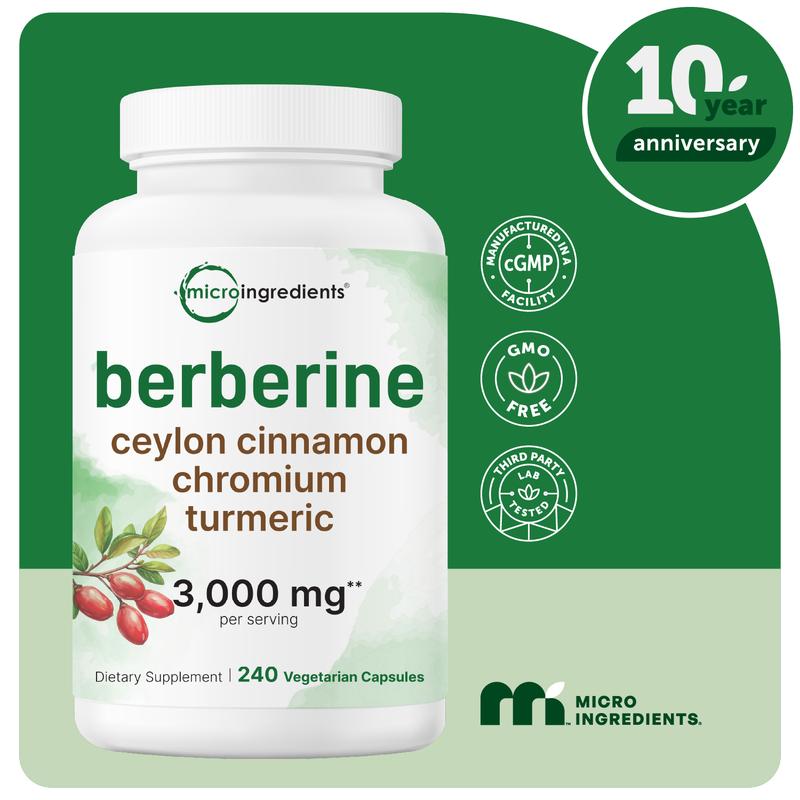 Berberine with Ceylon Cinnamon, Chromium, & Turmeric, 240 Vegetarian Capsules