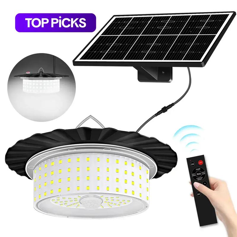 224-LED Solar Pendant Light with Motion Sensor, 5-Mode Waterproof Floodlight with Remote Control, Outdoor Wall and Garden Light for Patio, Deck, Shed or Camping, Outdoor Pathway Lighting, Solar Shed Lights