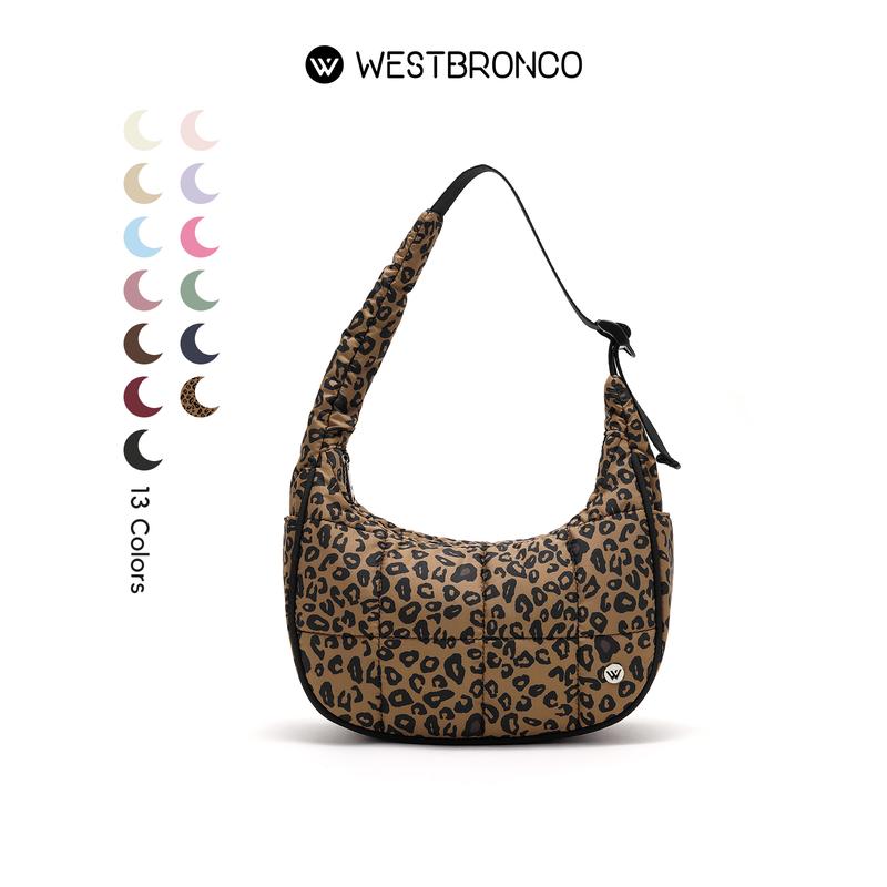 WESTBRONCO Crescent Shoulder Bag 2026 Viral Small Puffy Fashion Stylish with 2 Side Pockets Adjustable Strap for Women Waterproof Lightweight Travel Gym Dating Elegant Commuter Bag Purse for Spring Trendy Gift for Her Mom TikTokShopStockUp