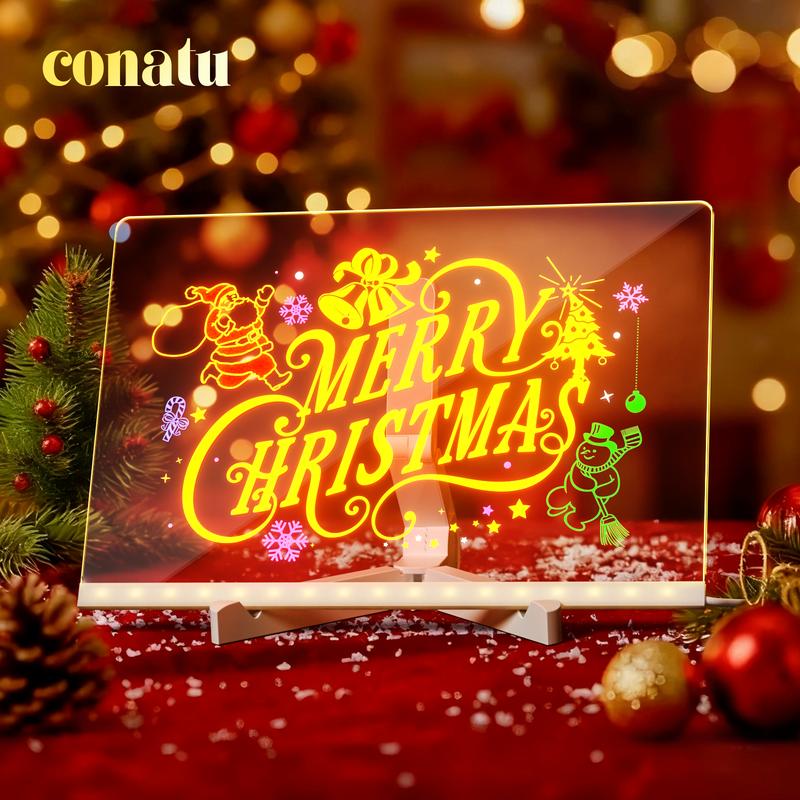 Conatu Acrylic LED Drawing Board for Kids, Acrylic Dry Erase Light-Up Drawing Board with Stand, Markers & Wipes, Erasable Reusable Board for Kids Learning, Ideal Gift for Birthday