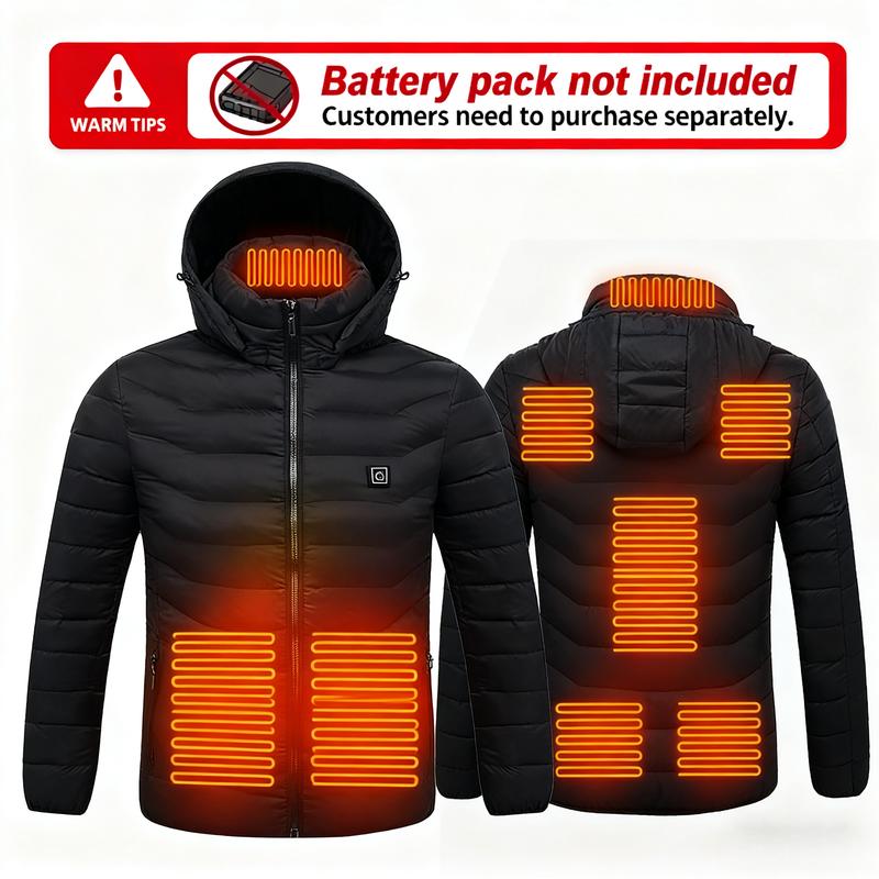 【Power Bank  Not Include】Heated Jacket Black Zone 8 Heating Menswear and Independent Switch, 3 Adjustable Heat Levels, Long Sleeve Warm Zip Up Kackets for Men Women Winter Outdoor Work Hiking Camping Gifts for Black Friday  Christmas