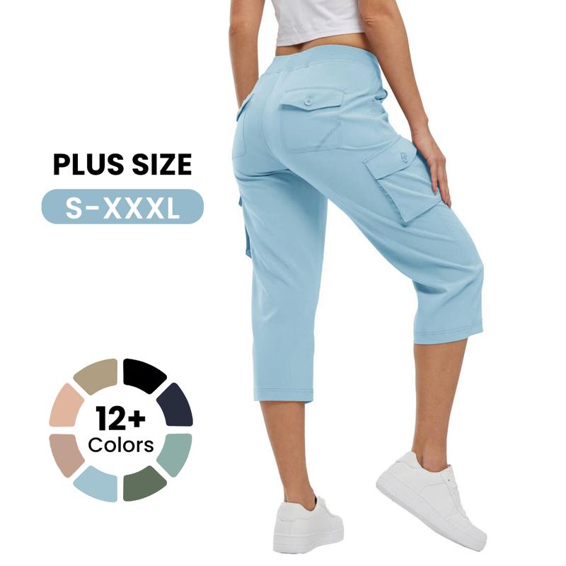 YSENTO Womens Lightweight Capris Hiking Pants 6 Pockets Quick Dry Cargo Outdoor Trip Loose Shorts COMFY  MOMS OVER 30 【Plus Size,S-XXXXL】 Workout Bottoms Athletic Outfit #Mothers' Day #summervibes #outdoorfun