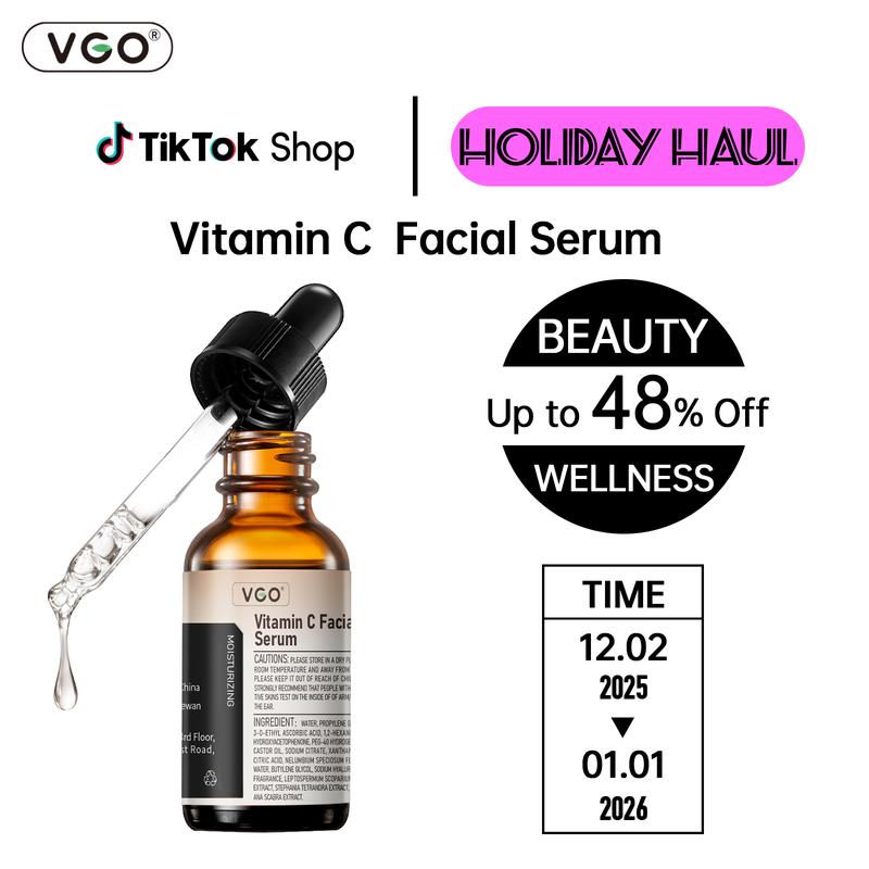 VGO Vitamin C Facial Serum Essence,  Moisturize Skincare Daily Delicate Gentle Acne Cleanser Cream Cleanser Cream Radiance Comfort 30ml / 60ml-A2