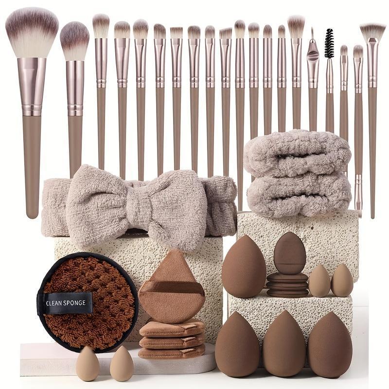 Makeup Tools Set, Cosmetic Brush Set, Makeup Brushes Kits, 20pcs/set Or 40pcs/set Including Makeup Brushes, Blending Brush, Hairband, Wristbands, Powder Puffs, Makeup Sponges, Facial Cleaning Puff, Beauty Tools, Beauty Products, Gifts For Women