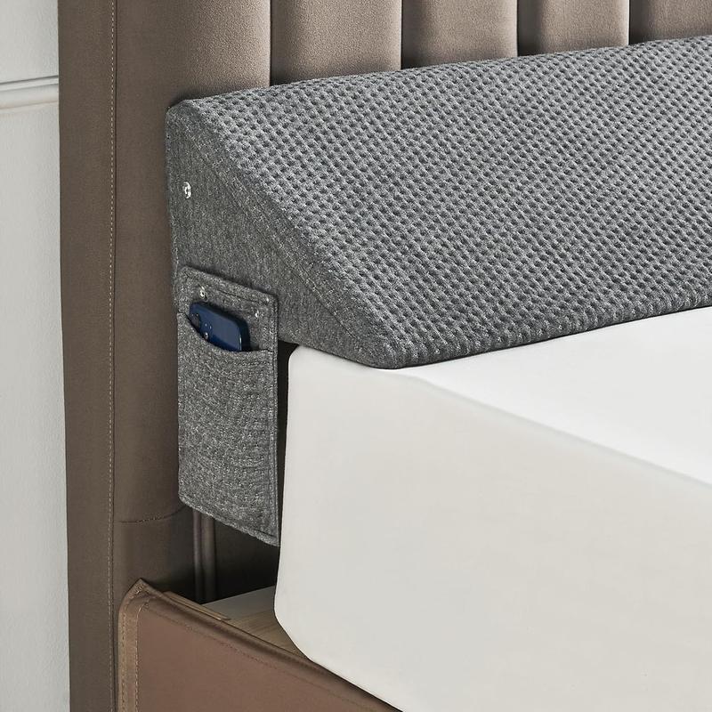 Gap Filler Bed Wedge Pillow for Headboard Gap, High-Density Memory Foam with Breathable CoverBed, Mattress Gap Filler(0-8"), Bed Wedge for Gap Between Your Headboard and Mattress Dark Grey, Anti-Slip Design Prevents Pillow From Falling Off