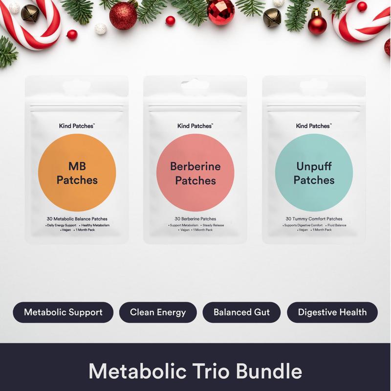 Kind Patches Metabolic Trio Bundle, MB Patches + Berberine Patches + Unpuff Patches, Metabolic Support, Clean Energy, Balanced Gut, Digestive Health, Natural Ingredients, 3 Months Supply