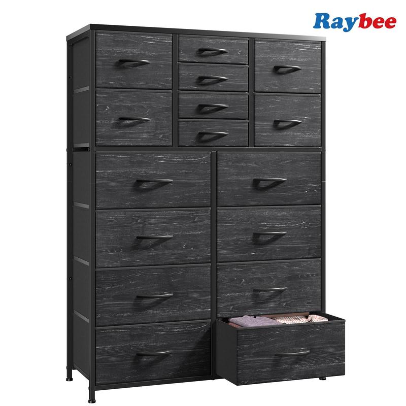 【#Homedecor】 RaybeeFurniture 16 Drawer Tall Dresser,  Large Capacity Chest of Drawer with Metal Frame & Wood Top, Space-Saving Fabric Storage Tower for Bedroom, Closet, Living Room, Apartment, Dorm, Easy Assembly, Sturdy & Slim for Small Space