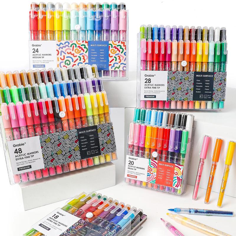 [Flash Sale] Grabie Acrylic Markers Paint Pens Set (Drawing Pad Included), for Rock Painting, Ceramic, Canvas, Plastic, Glass artmarkers acrylic paintmarkers, coloring, artist, creative, durable, glossy, waterproof, Tiktokshopstockup, Tiktokshopmothersday