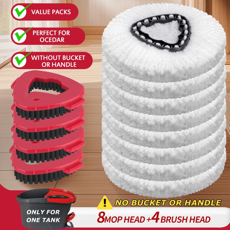 For O-cedar Microfiber Spin Mop Heads Refills & Scrub Brush for O-Cedar Easywring Spin Mop 1 Tank System Scrub Replacement Deep Cleaning Pack