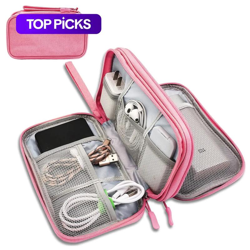 Portable Multi-Grid Storage Bag, 1 Set Waterproof Travel Cable Storage Bag, Compact Cable Organizer for Home, Office, Travel and Summer Vacation, Versatile Travel Accessory, Travel Essentials, Travel Gear, Travel Organization Pouch #GLOBAL PICKS