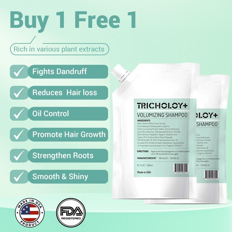 [SALE Buy 1 Get 1 Free] Tricholoy+ Anti-Hair Fall & Less Shedding & Volumizing Shampoo | Biotin, Arginine & Oleanolic Acid | Strengthens Roots | Promotes Hair Growth | Oil Control & Scalp Nourishment | 300ML