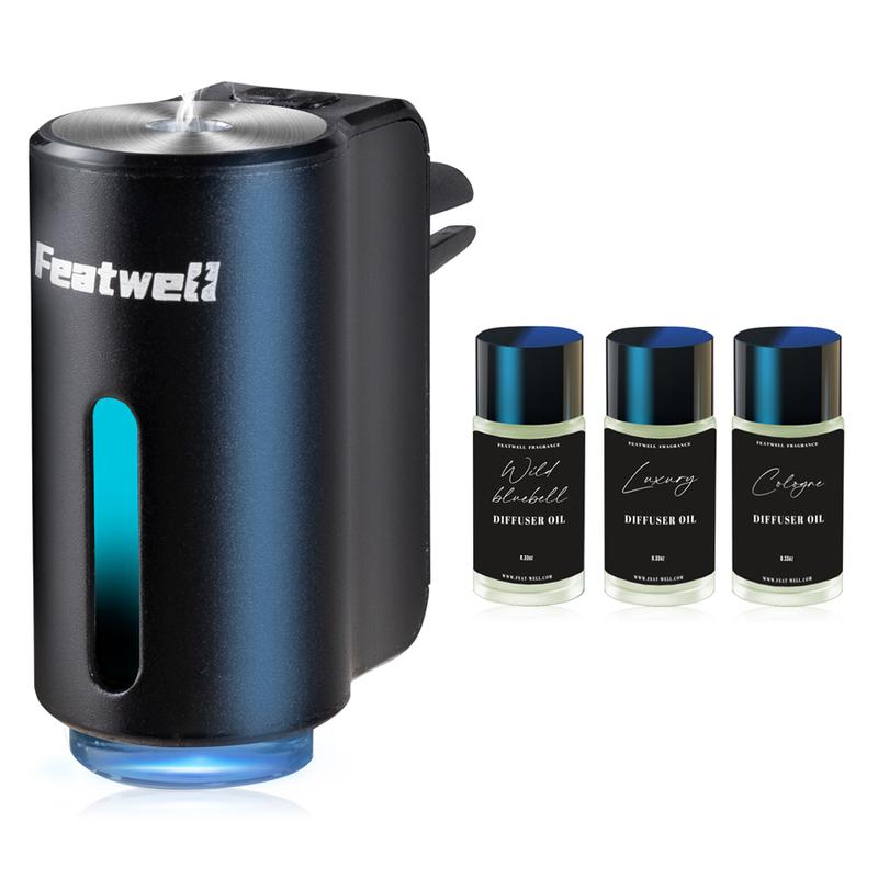 Featwell Car Air Freshener - 3*10ML Natural French Perfume, Portable Waterless Car Diffuser Air Freshener Car Aromatherapy Diffuser, Adjustable Concentration Scent