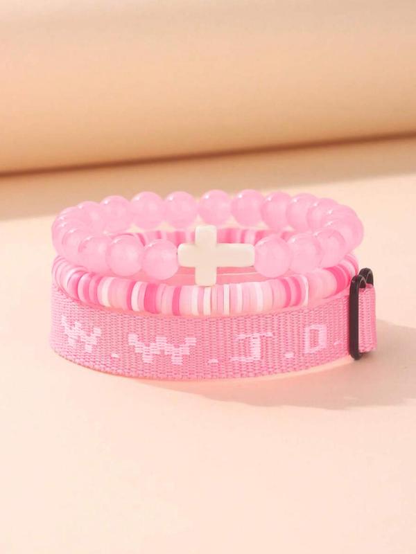 Wwjd Beaded Bracelet With Cross Charm, Exquisite Religious Jewelry Gift For Birthday, Cross Bracelets