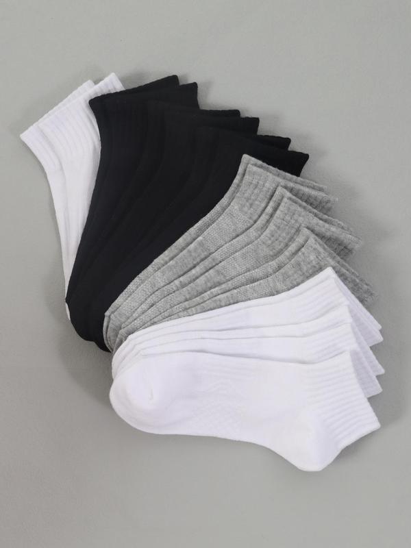 Women's Solid Fitted Ankle Socks, Comfy Breathable Socks for Women, Multipack Simple Style Socks for Daily Wear, Women's Hosiery