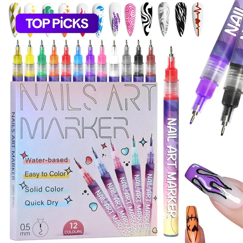 12/24 Color 3D Nail Art Pen Set, Dotting, Drawing, Liner & Graffiti Functions, DIY Manicure Tools for Nail Beauty, Nail Art Design, Ideal Valentine's Day Gift, Nail Art Markers #GLOBAL PICKS