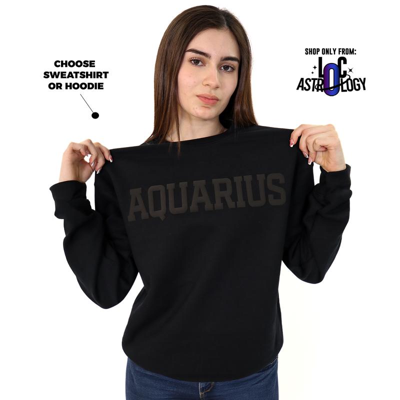 Black Zodiac Puff Print Top Unisex, Choose T-Shirt, Sweatshirt or Hoodie, Astrology Apparel