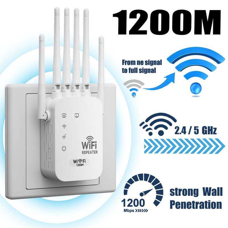 WiFi Extender 2026 6-Antenna Strong Signal, 1200Mbps Dual Band (2.4GHz) Booster, Wide Signal Coverage,Wireless Remote Amplifier, Ideal for Home Studios, Remote Workspaces, computer