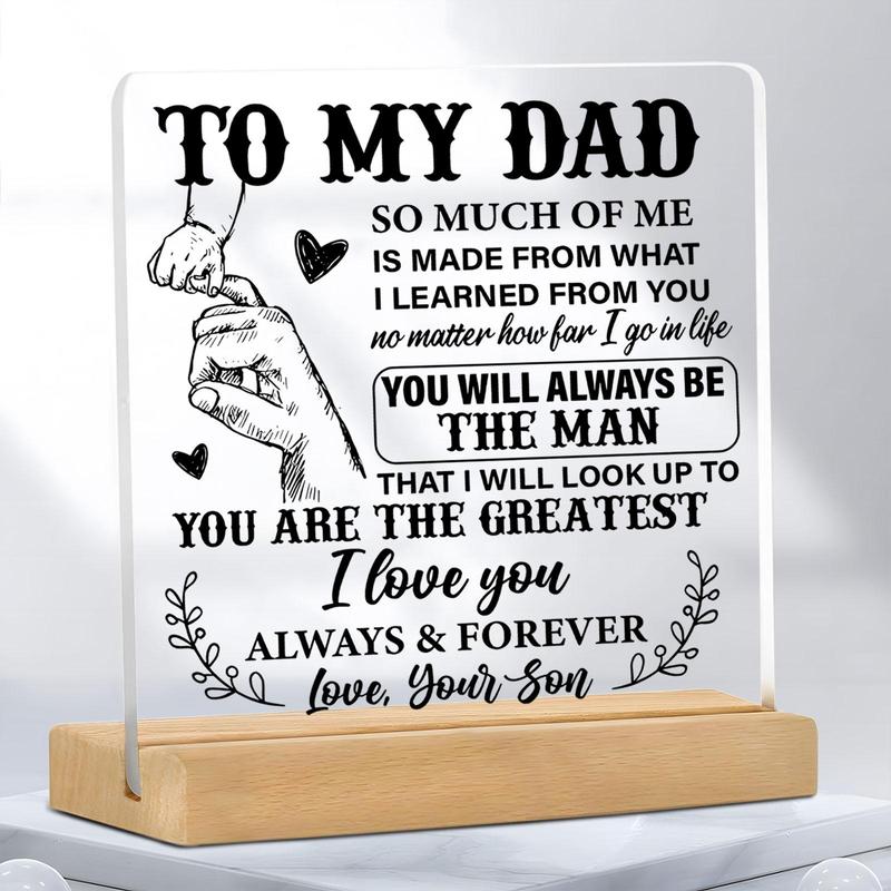 To My Dad Letter-Patterned Acrylic Ornament, Creative Desktop Decoration, Acrylic Plaque Sign for Home & Office, Wooden Home Sign, Acrylic Signage Plaque, Desk Decoration Ideal for Dad Gifts #GLOBAL PICKS