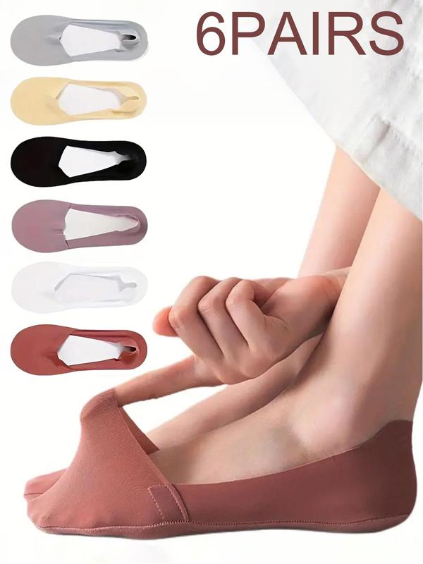 Women's Solid Non-slip Invisible Socks, Soft Comfy Breathable Casual Socks for Daily Wear, Multipack Low Cut Socks for Women