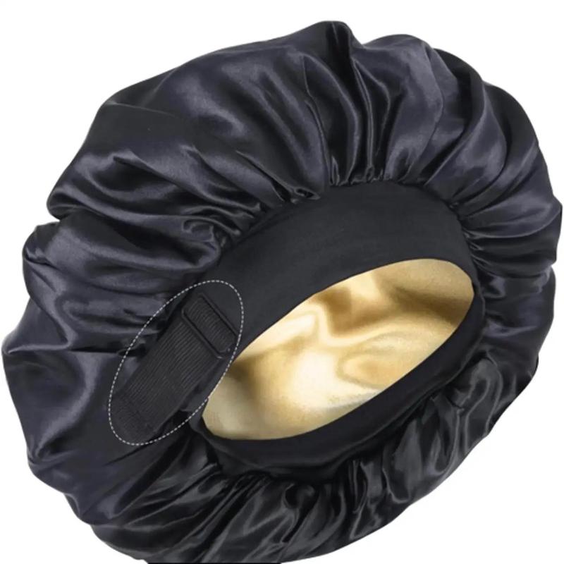 Silk Bonnet for Sleeping/ Double Layer Satin Adjustable Straps lined Hair Bonnets for Sleeping  , reversible hair sleeping bonnet for woman Natural curly Hair Outside silk