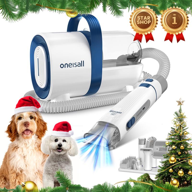 Oneisall Pet Vacuum, Dog Brush for Shedding, 6-in-1 Pet Grooming Vacuum Kit, Low Noise Dog Vacuum Springtok