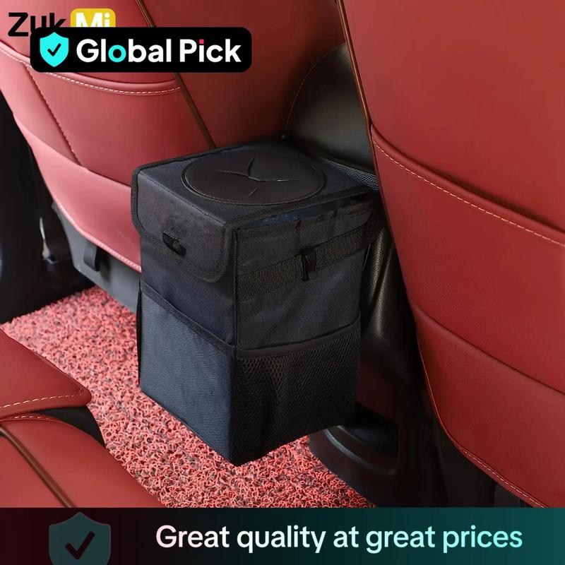 Car Trash Can with Lid & Storage Pockets, Large-Capacity Car Trash Bag, Leak-Proof Automotive Garbage Can, Multipurpose Car Storage Box, Car Storage Organizers, Car Organizers and Storage, Car Accessories, Car Organization Supplies #GLOBAL PICKS