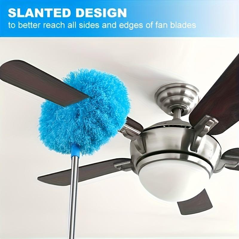 Extendable Microfiber Ceiling Fan Duster - Long Handle, Dust-Locking, Reusable, Lightweight Design for Everyday Light Household Cleaning, Ideal for Ceiling Fans, Walls & Hard-to-Reach Areas
