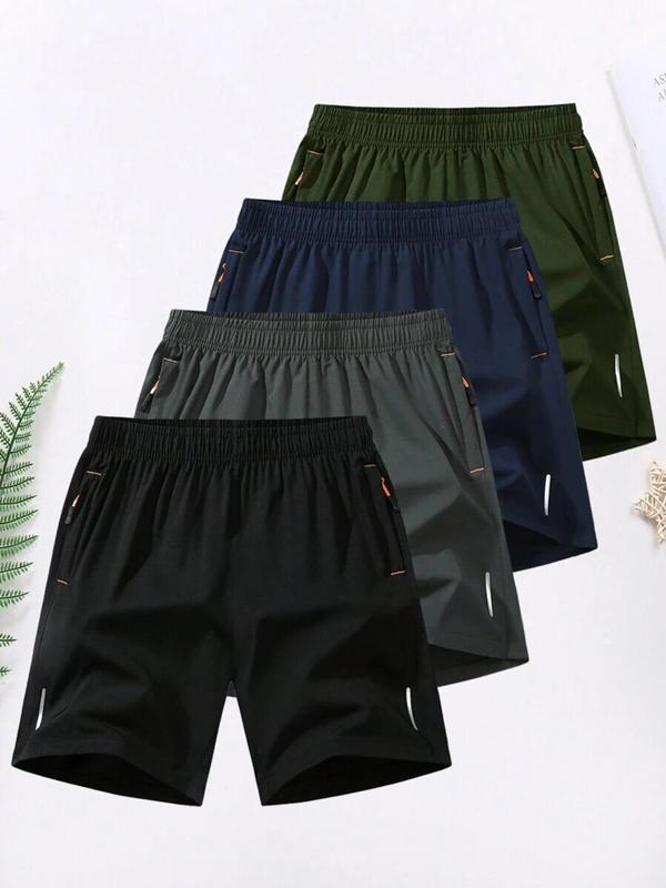 Men's Short Pants Set, 2/4/6 Pieces, Casual Fitted Plain Design, Ideal for Running and Fitness, Comfortable Sportswear, Activewear, Menswear