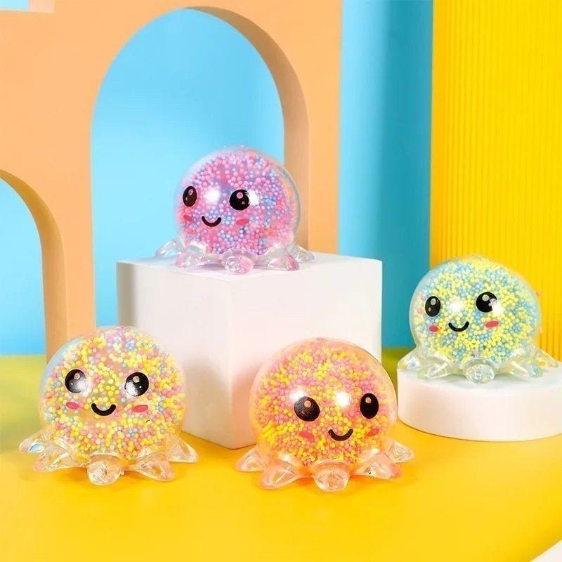 Clear Octopus Squeeze Toy / Squishy gurita Anti Stress Smash Ball LED