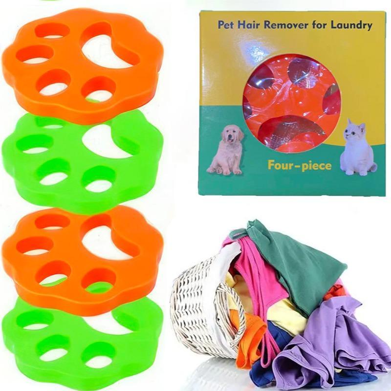 4pcs/set Paw-Shaped Pet Hair-Removal Laundry Balls, Reusable Pet Hair Remover for Clothes, Carpets & Home Goods