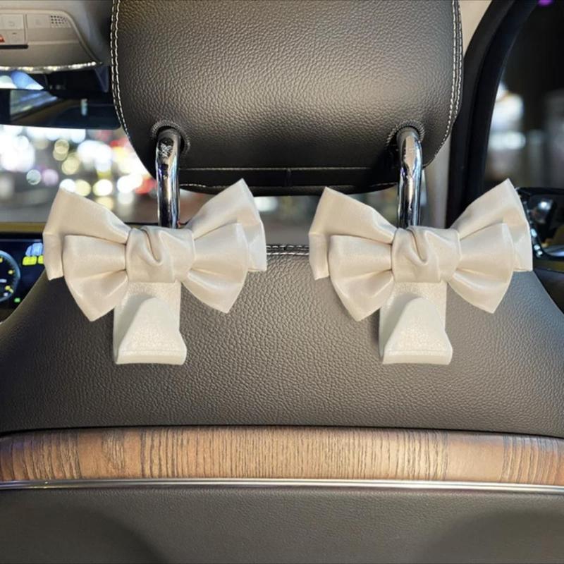 Bowknot Design Car Seat Back Hooks (1 Pair), Multifunctional Seat Back Hooks, Car Interior Accessories for Stowing & Tidying, Car Organization Supplies