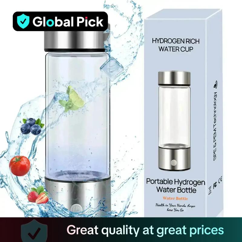 2025 Hydrogen Water Bottle, Father's Day Gifts Portable Rechargeable Hydration Bottles Glass Hydrogen Cup Tumbler, Reusable Tumbler Bottles, Hydrogen Water Ionizer with SPE/PEM Technology for Home, Office, Travel and Fitness Drinking #GLOBAL PICKS