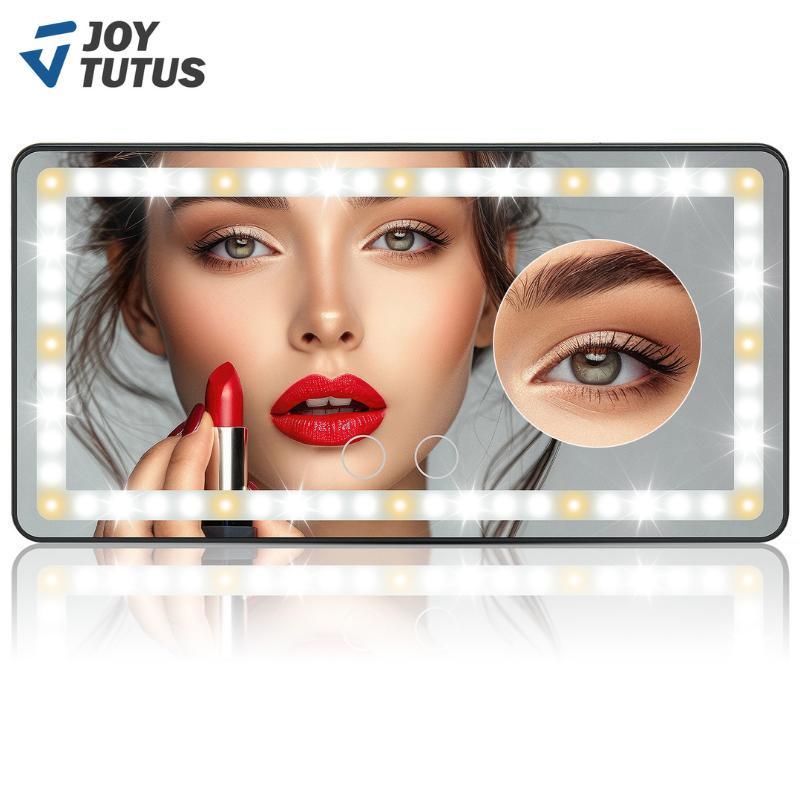 Joytutus Multifunctional Car LED Sun Visor Vanity Mirror, Vehicle & Girly Car Accessories, 3 LED Lights, USB-Rechargeable 1500mAh Battery, Touch-Sensitive Control, Dimmable Bicolor Lighting for Makeup Products