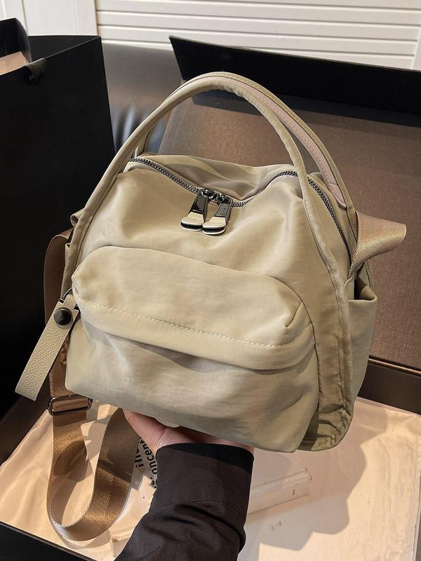Ladies' elegant solid color shoulder bag, fashionable zipper crossbody bag for daily use, simple solid color, casual trend versatile high-quality commuting bag
