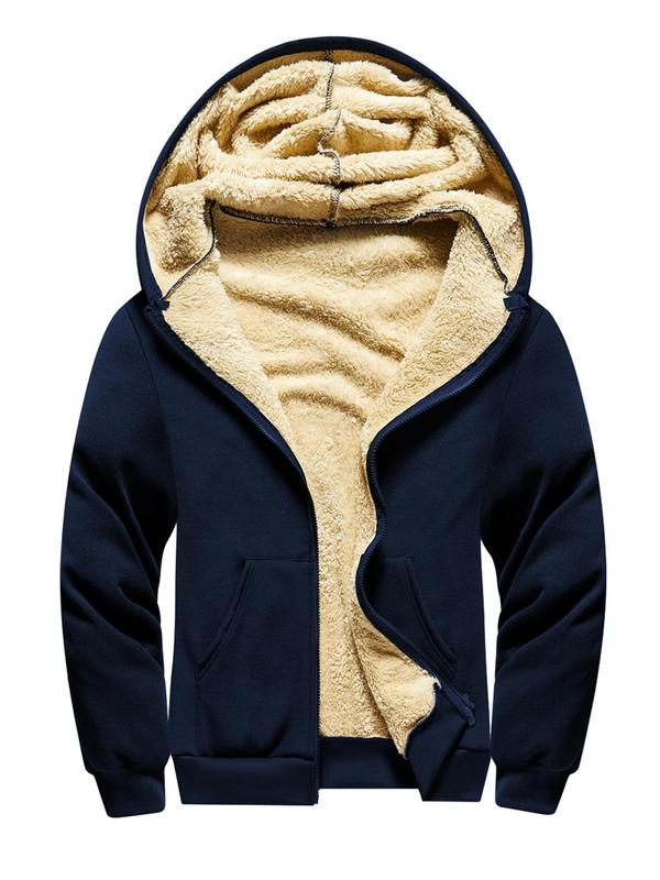 Men's Thermal Lined Zip Up Drawstring Hoodie, Long Sleeve Pocket Thickened Coats for Men, Men's Casual Wear, Jackets Hoodies for Men, Men's Winter Jacket Outerwear, Please Purchase A Size Up, Fall Clothes Poser Hoodie