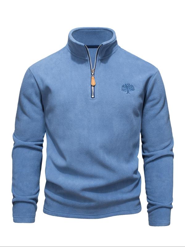 1/3 Pack Men's Solid Zip Up Half Placket Fleece Sweatshirt, Regular Fit Casual Long Sleeve Stand Collar Pullover for Outdoor Hiking, Men's Sportswear for Fall & Winter Athletic Tops