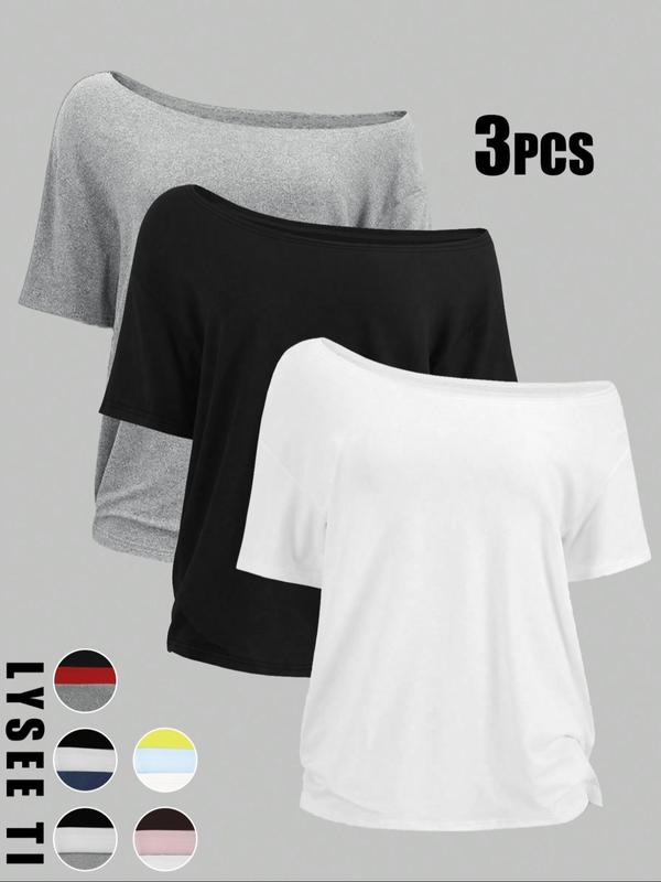 Women's Solid Color Tee, Casual Basic Loose Short Sleeve T-shirt for Daily Wear, Ladies Clothes for All Seasons