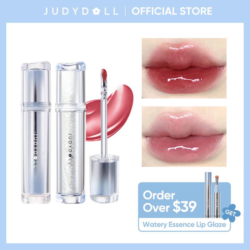 JUDYDOLL Ice Watery Lip Gloss, Blur, Mirror Lip Glaze, Glossy Lip Stain, Transfer-Proof, Metal Applicator, Waterproof, Long-Lasting, Moisturizing Shine, Hydrating, Buildable Color, Plumping, Not Easy To Fade, Lightweight, Mother's Day Gift, Summervibes