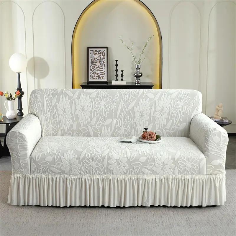 Pure Color Elastic Jacquard Sofa Cover, Sofa Couch Covers, Stretch Sofa Cover Dustproof Slipcover for Living Room Outdoor Single Twin Triple Quad Armchair, All Seasons Washable