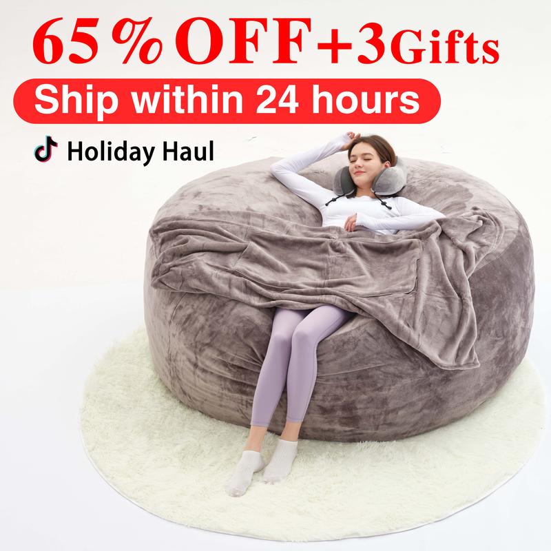 3FT/4FT/5FT/Jumbo/7FT(with Filler) bean bag Lazy sofa Beanbag Chairs For Adults Ship Free High-Rebound Memory Foam Furniture Flannel Cover Removable