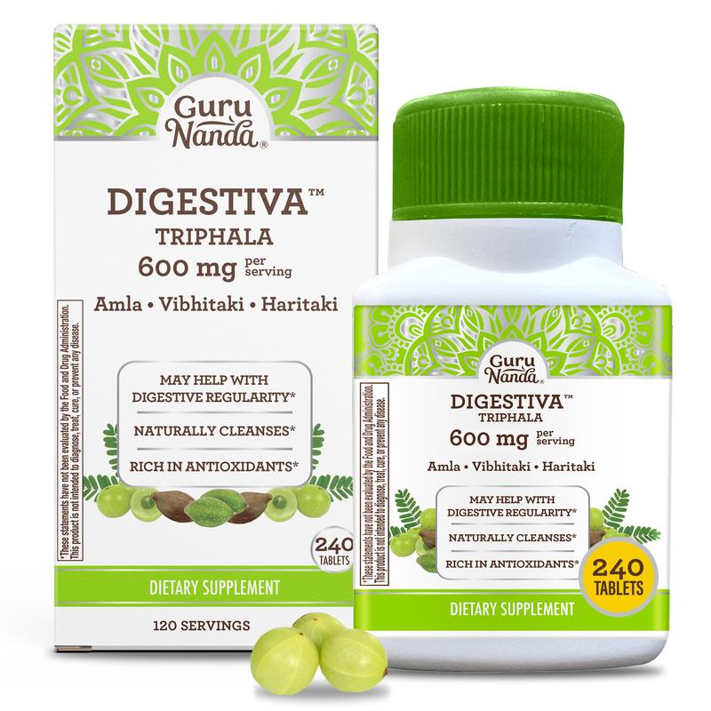 GuruNanda Digestiva Triphala - 240 Vegan Tablets Healthcare Fitness