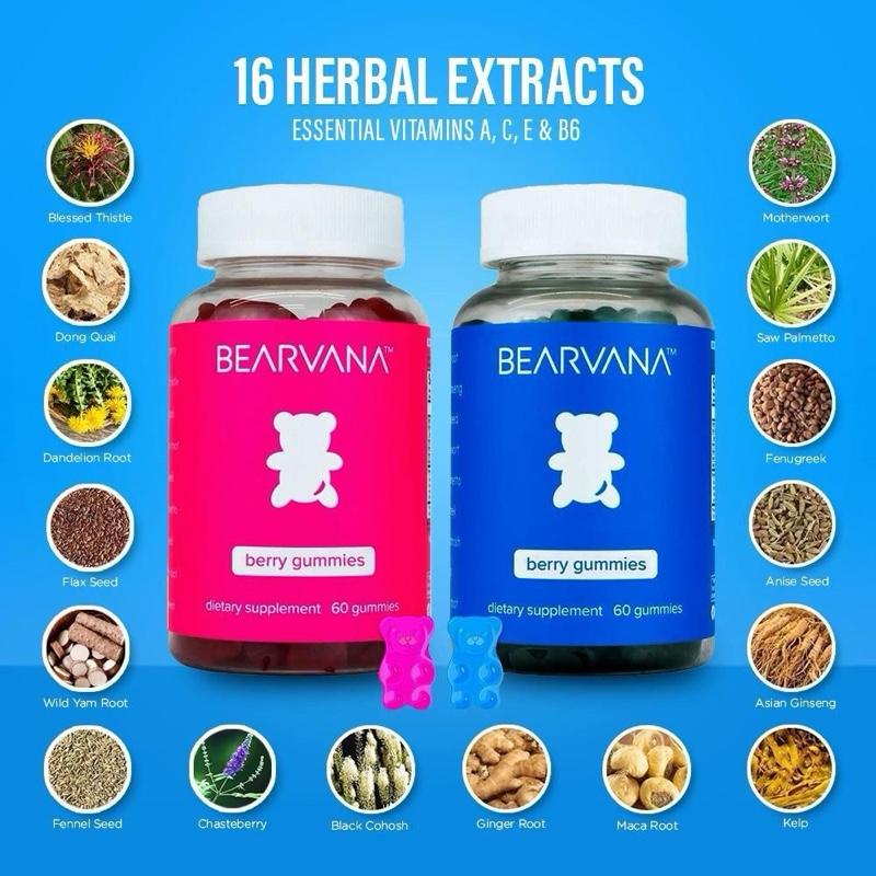 BEARVANA Gummies Combo Pack - Womenâs General Wellness Supplement - Berry Flavored - Vitamins and Herbal Ingredients