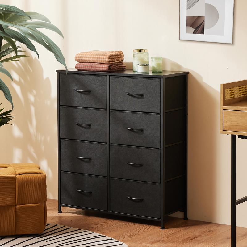 Sweetcrispy 8-Drawer Bedroom Dresser - Steel Frame, Wood Top, Closet Organization, Small Room Organization Products, Space Saver Cabinet, Storage Compartments Solution, Drawer Compartments Unit for Entryway