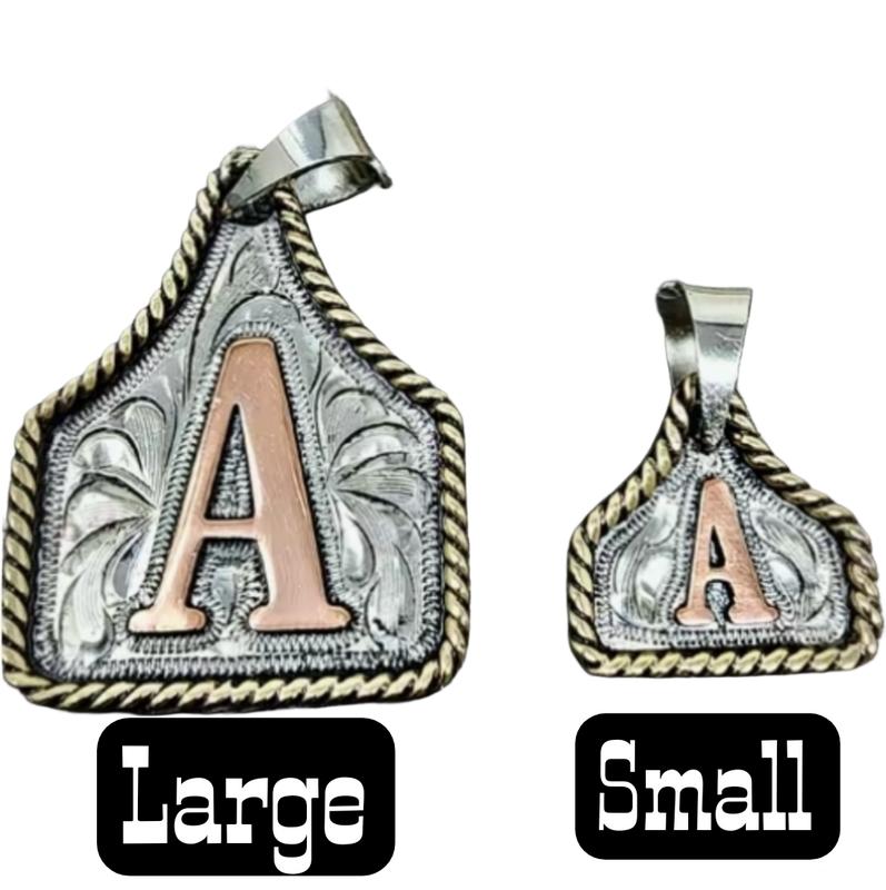 Handmade Cow Tag Necklace & Keychain with Copper Initial. Custom Made. Texas-Based. Fashion Jewelry Accessories