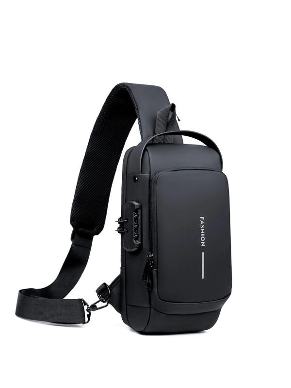 Men's Crossbody Shoulder Bag, Multi-Functional Chest Sling Bag with Password Lock, Water-Resistant, Adjustable Strap, Casual Everyday Accessory, Waterproof Belt Bag, Zippered Sling Bag, Casual Crossbody Bags