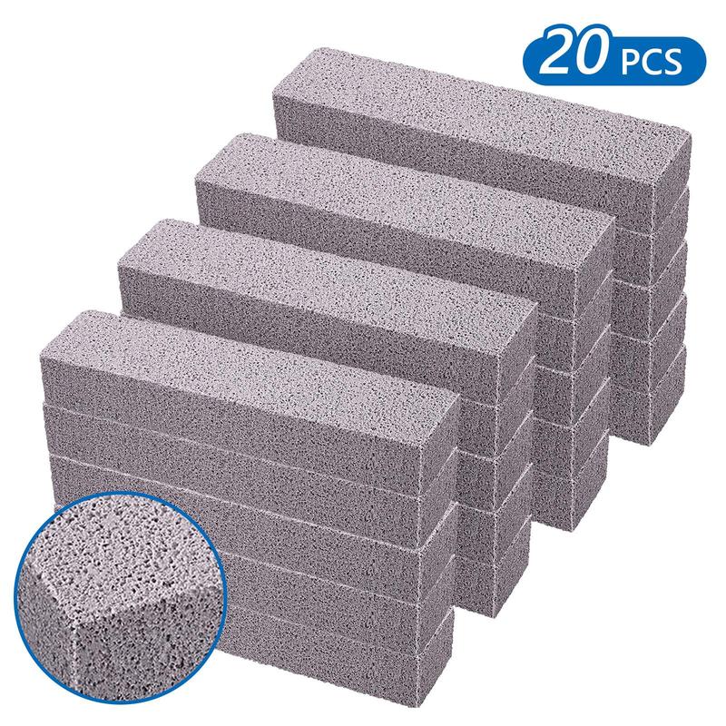 20 Pcs Reusable Pumice Scouring Pad Cleaning Stones, 5.9x1.4x0.9 In Home Cleaning Sticks, Gray Kitchen Supplies for Household Home Care (Sponges & Scouring Pads)