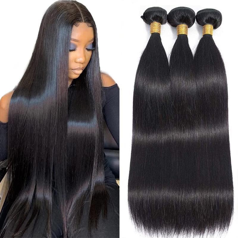 Brazilian Straight Human Hair Bundles Body Wave Bundles Quick Weave with 2x6 4x4 Closure Brazilian Virgin Straight Hair 3 Bundles Sew in