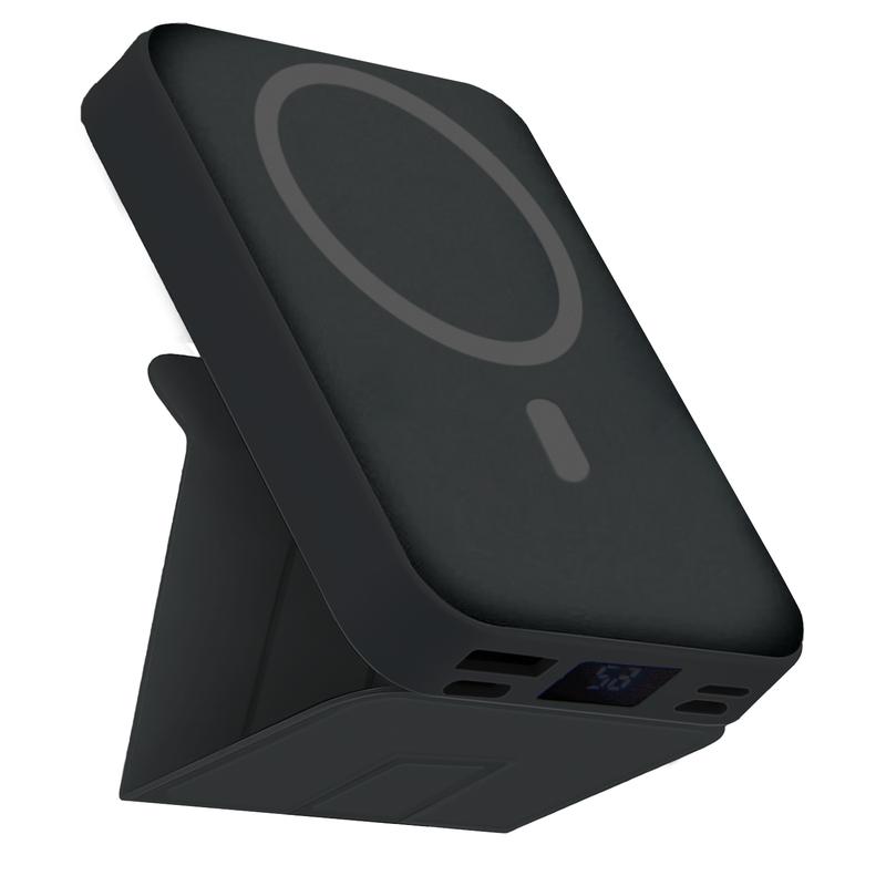 10000mAh Magnetic Power Bank,Foldable Wireless Portable Charger with USB-C Cable with LED Display,Fast Charging for iPhone 17/16/15/14/13/12 Pro/Pro Max/Plus, Compact Silicone Suitable for outdoor use.