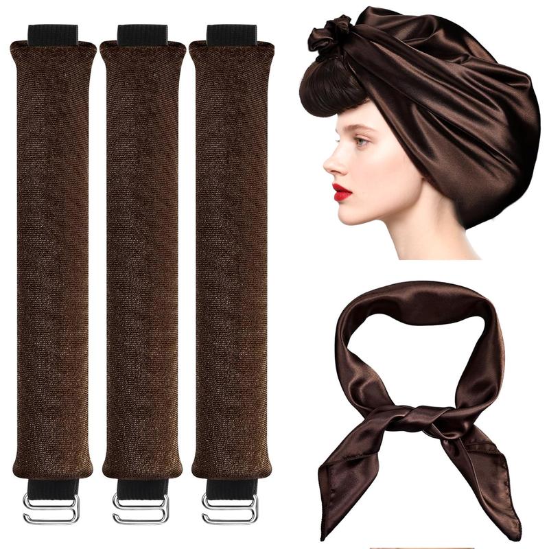 4 in 1 Pack Heatless Curls No Heat Curling Rod, Velvet Hair Curlers to Sleep in  Silk Scarf Curl Styling Kit for Long Medium Hair Use In Combination With The Shaping Spray,summerwins